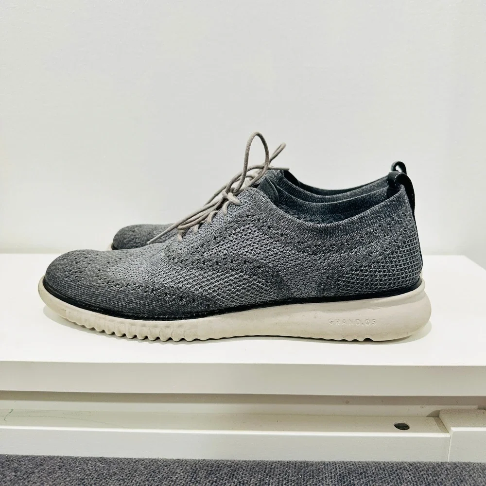 Cole‎ Haan Zerogrand Stitchlite Wingtip Oxford Gray Knit Mens Shoes C27565 11M